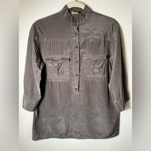 Bottega Veneta 3/4 Sleeve Silk Grey Button Up Size 42/US size 6